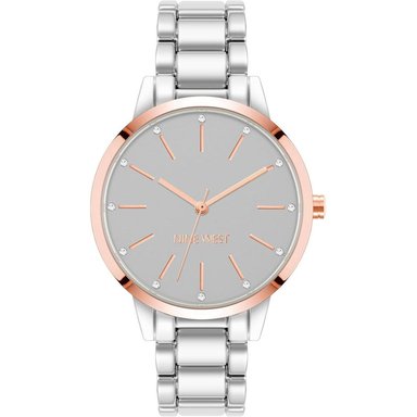 NINE WEST NW/2098CHGB RELOJ ELEGANTE PARA DAMA CON ESFERA FLORAL | PLATEADO/ORO ROSA