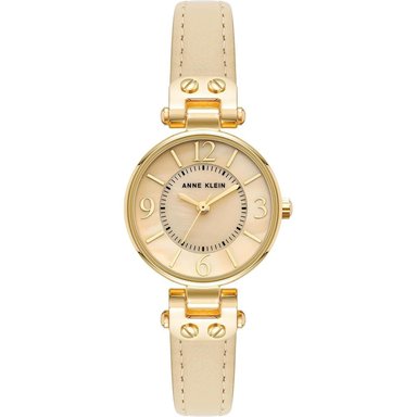 ANNE KLEIN 109442CHHY RELOJ PARA MUJER CON CORREA DE CUERO | CREMA/DORADO
