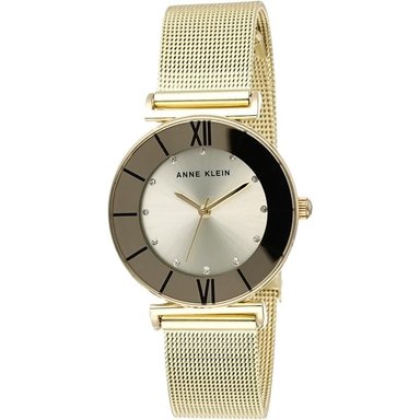 ANNE KLEIN AK/3781SVTT RELOJ FEMENINO BRILLANTE CON CORREA TIPO MALLA | ORO