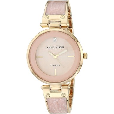 ANNE KLEIN AK/2512LPGB RELOJ PARA MUJER CON DIAMANTE AUTÉNTICO | ROSA CLARO / DORADO