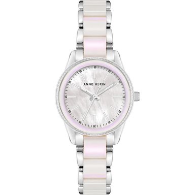 ANNE KLEIN AK/3212LPRG RELOJ DE PULSERA DE RESINA PARA MUJER | PLATA/BLANCO IRIDISCENTE
