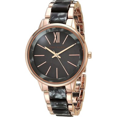 ANNE KLEIN AK/1413LBSV RELOJ PARA MUJER CON PULSERA DE RESINA | GRIS/ORO ROSA
