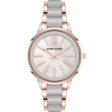 ANNE KLEIN AK/1413LBSV RELOJ PARA MUJER CON PULSERA DE RESINA | ORO ROSA/GRIS