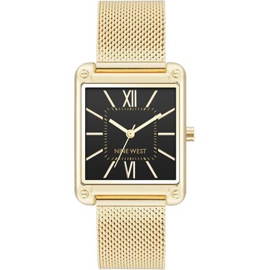 NINE WEST NW/2090CHGB RELOJ FEMENINO CON CORREA TIPO MALLA | DORADO/NEGRO