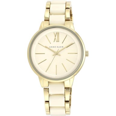 ANNE KLEIN AK/1413LBSV RELOJ PARA MUJER CON PULSERA DE RESINA | MARFIL/DORADO