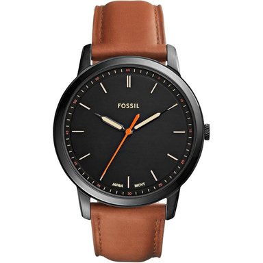 FOSSIL FS5459 RELOJ MINIMALISTA DE CUARZO PARA HOMBRE CON CORREA DE CUERO | NEGRO,MARRÓN