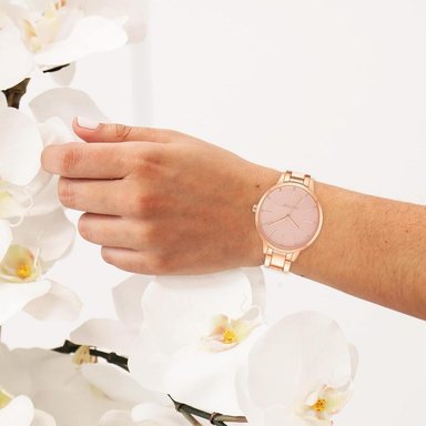 NINE WEST NW/2098CHGB RELOJ ELEGANTE PARA DAMA CON ESFERA FLORAL | ROSADO/ORO ROSA - 3