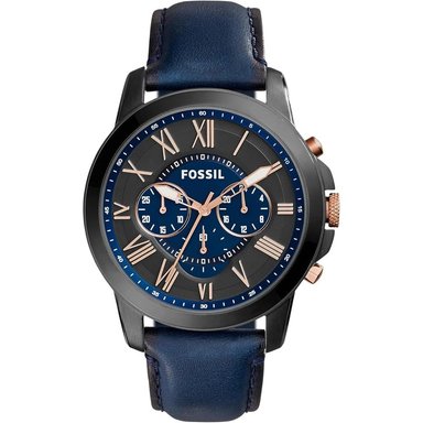 FOSSIL FS5061 RELOJ GRANT PARA HOMBRE CON CRONÓGRAFO Y CORREA DE CUERO | BLUE/BLACK
