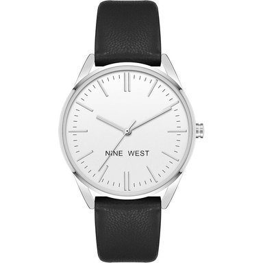 NINE WEST NW/1995SVBK RELOJ ELEGANTE CON CORREA | NEGRO/PLATA