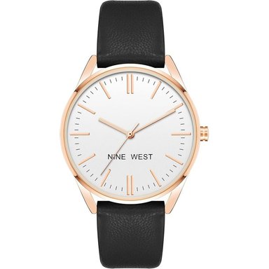 NINE WEST NW/1995SVBK RELOJ ELEGANTE CON CORREA | NEGRO/ORO ROSA