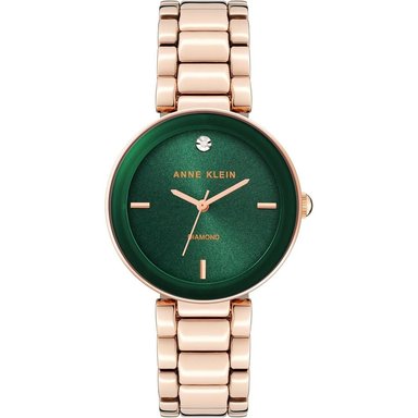 ANNE KLEIN AK/1362GNRG RELOJ PARA DAMA CON DIAMANTE GENUINO | ORO ROSA/VERDE.