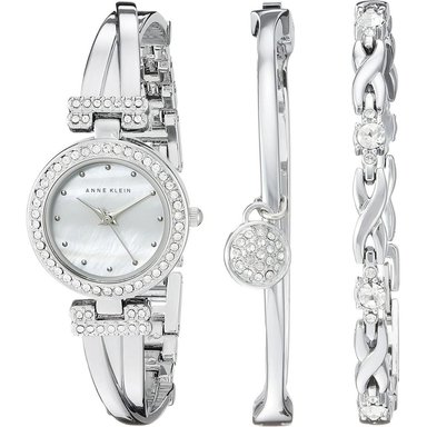 ANNE KLEIN AK/1868GBST RELOJ PARA MUJER CON CRISTALES Y SET DE PULSERAS | PLATEADO