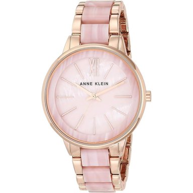 ANNE KLEIN AK/1413LBSV RELOJ PARA MUJER CON PULSERA DE RESINA | ROSA NACARADO/ORO ROSA