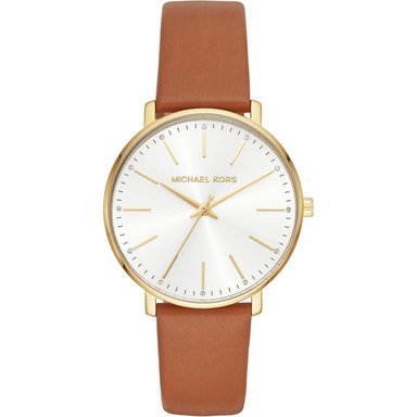 MICHAEL KORS PYPER RELOJ PARA MUJER CON CORREA DE CUERO | ORO/MARRON