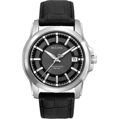 BULOVA 96B158 RELOJ PARA HOMBRE PRECISIONIST CON CORREA DE CUERO NEGRO | PLATEADO/NEGRO