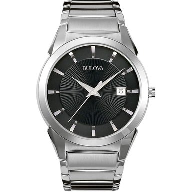 BULOVA 96B149 RELOJ PARA HOMBRE DE CUARZO CON CALENDARIO Y DIAL TEXTURIZADO | PLATEADO/NEGRO