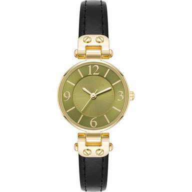 ANNE KLEIN 109442CHHY RELOJ PARA MUJER CON CORREA DE CUERO | NEGRO/VERDE