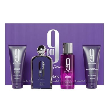 AFNAN SET DE REGALO DE PERFUME DE LUJO DE 9 PM POUR FEMME