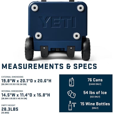 YETI ROADIE 48 COOLER CON RUEDAS Y MANGO RETRÁCTIL | AZUL MARINO - 4