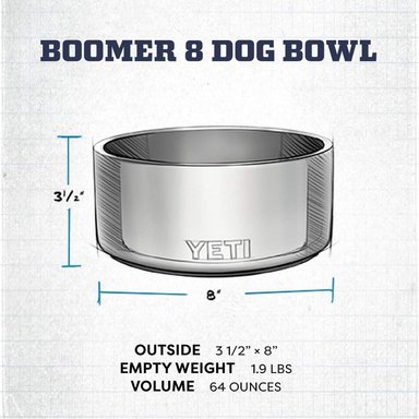 YETI BOOMER 8 TAZÓN DE ACERO INOXIDABLE PARA PERRO DE 64 OZ | PLATA - 5