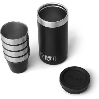 YETI RAMBLER JUEGO DE 4 VASOS DE CHUPITO CON ESTUCHE DE TRANSPORTE | NEGRO