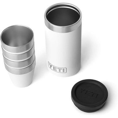 YETI RAMBLER JUEGO DE 4 VASOS DE CHUPITO CON ESTUCHE DE TRANSPORTE | BLANCO