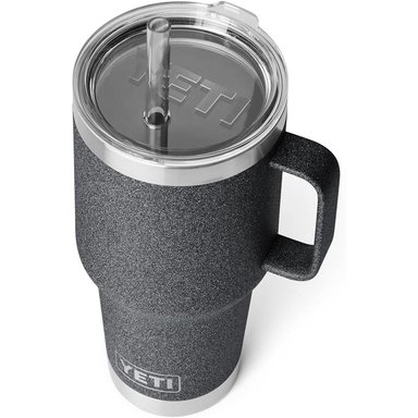 YETI RAMBLER VASO DE 35 OZ DE ACERO INOXIDABLE CON ASA Y TAPA CON SORBETE | GRIS OSCURO