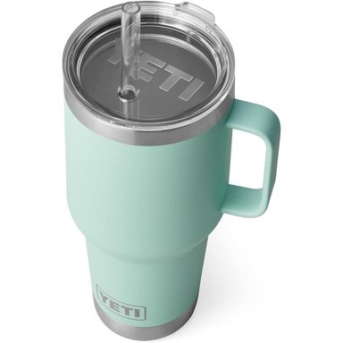 YETI RAMBLER VASO DE 35 OZ DE ACERO INOXIDABLE CON ASA Y TAPA CON SORBETE | TURQUESA