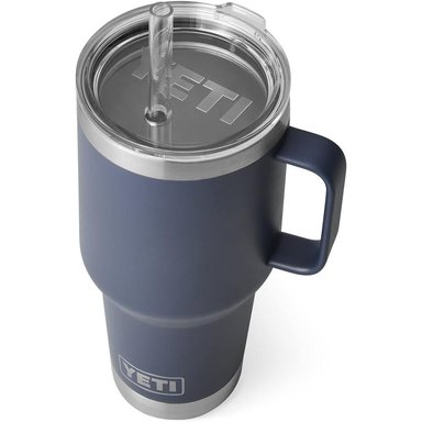 YETI RAMBLER VASO DE 35 OZ DE ACERO INOXIDABLE CON ASA Y TAPA CON SORBETE | AZUL MARINO