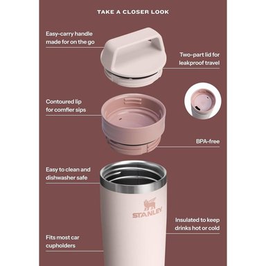 STANLEY CAFÉ TO GO TRAVEL MUG – TAZA DE VIAJE AISLADA 20 OZ | ROSE QUARTZ - 6