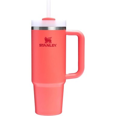 STANLEY QUENCHER H2.0 TUMBLER CON ASA Y PAJILLA 30 OZ | HOT CORAL