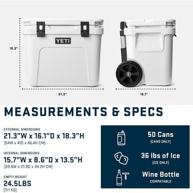 YETI ROADIE 32 COOLER CON RUEDAS Y MANGO RETRÁCTIL | AZUL MARINO - 6