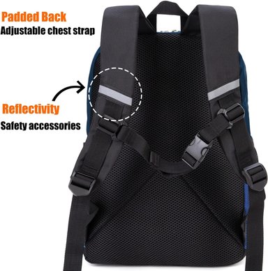 MOCHILA PARA NIÑOS PEQUEÑOS, BOLSO ESCOLAR PARA NIÑOS DE 3 A 6 AÑOS DE EDAD, 15 PULGADAS, AZUL MARINO, TALLA ÚNICA - 4