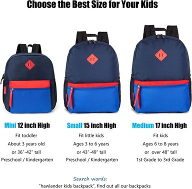 MOCHILA PARA NIÑOS PEQUEÑOS, BOLSO ESCOLAR PARA NIÑOS DE 3 A 6 AÑOS DE EDAD, 15 PULGADAS, AZUL MARINO, TALLA ÚNICA - 6