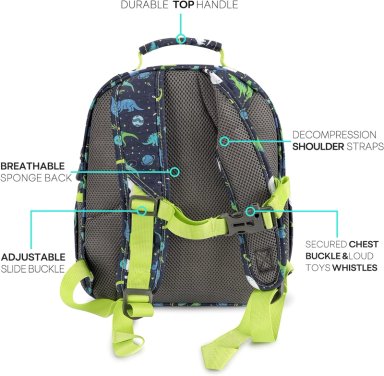 MOCHILA PARA NIÑOS Y NIÑAS, MOCHILA IDEAL PARA NIÑOS EN PREESCOLAR Y JARDÍN DE INFANTES, GALAXIA DINOSAURIO, 14L - 5