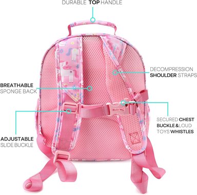 MOCHILA PARA NIÑOS Y NIÑAS, MOCHILA IDEAL PARA NIÑOS EN PREESCOLAR Y JARDÍN DE INFANTES, UNICORNIO DE FLORES, 14L - 5