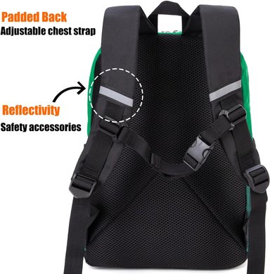 MOCHILA PARA NIÑOS PEQUEÑOS, BOLSO ESCOLAR PARA NIÑOS DE 3 A 6 AÑOS DE EDAD, 15 PULGADAS, FORRO POLAR VERDE - 4