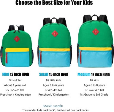 MOCHILA PARA NIÑOS PEQUEÑOS, BOLSO ESCOLAR PARA NIÑOS DE 3 A 6 AÑOS DE EDAD, 15 PULGADAS, FORRO POLAR VERDE - 6