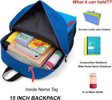 MOCHILA ESCOLAR PARA NIÑOS PEQUEÑOS PARA NIÑOS DE 3 A 6 AÑOS, AZUL 02, MODERNO - 6