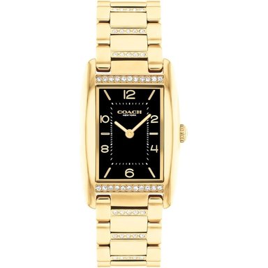 COACH RELOJ REESE DE CUARZO 2H CON PULSERA DE ESLABONES DE CRISTAL RESISTENTE AL AGUA 3 ATM-30 METROS | ORO