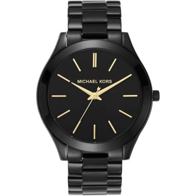 MICHAEL KORS SLIM RUNWAY RELOJ DE PULSERA DE ACERO INOXIDABLE | NEGRO
