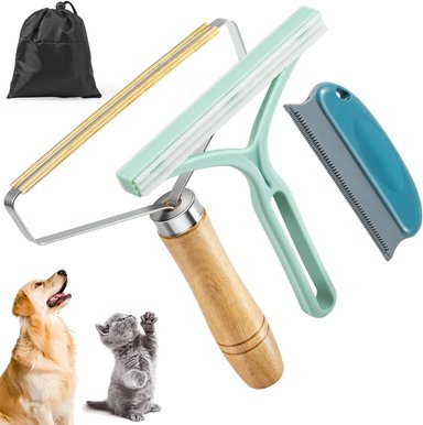 PET HAIR REMOVER 3 PACK - PORTABLE, REUTILIZABLE, PARA PROTEGER SOFÁS, ALFOMBRAS, ALFOMBRILLAS - CON BOLSA DE ALMACENAMIENTO