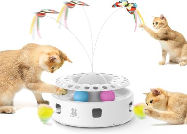POTAROMA CAT TOYS JUGUETE INTERACTIVO 3 EN 1 PARA GATITOS, MARIPOSA REVOLOTEANDO,PLUMA EN MOVIMIENTO,BOLAS DE SEGUIMIENTO,POR USB