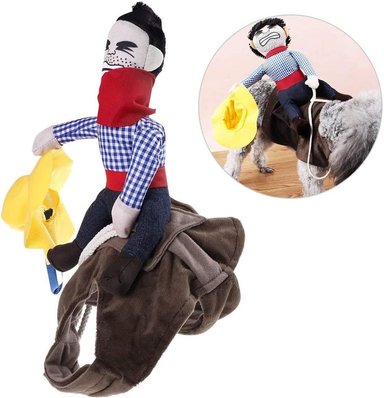 ISMARTEN DISFRAZ DE MASCOTA PARA PERRO, TRAJE DE VAQUERO ESTILO JINETE CON MUÑECA Y SOMBRERO - TALLA L - 2