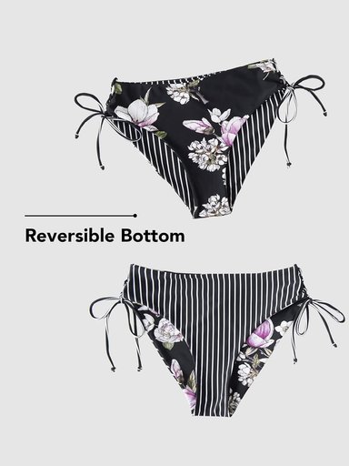CUPSHE - CONJUNTO DE BIKINI DE 2 PIEZAS PARA MUJER, CON TIRANTES TRENZADOS EN LA ESPALDA Y PARTE INFERIOR REVERSIBLE - 3