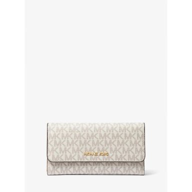 MICHAEL KORS CARTERA GRANDE CON TRES PLIEGUES Y LOGOTIPO DE JET SET | VAINILLA