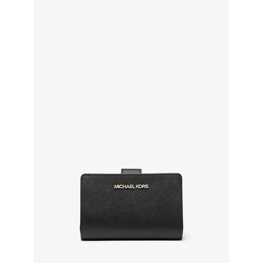 MICHAEL KORS CARTERA MEDIANA DE PIEL DE GRANO CRUZADO | NEGRO