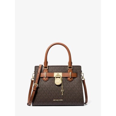 MICHAEL KORS BOLSO SATCHEL PEQUEÑO CON LOGOTIPO DE HAMILTON | MARRÓN