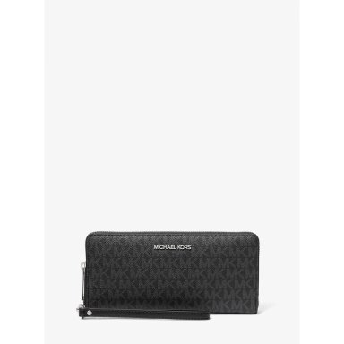 MICHAEL KORS CARTERA CONTINENTAL GRANDE CON LOGOTIPO DE JET SET TRAVEL | NEGRO