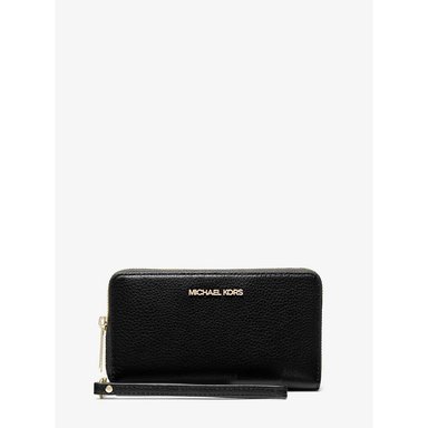 MICHAEL KORS BOLSO DE MANO GRANDE DE CUERO GRANULADO PARA SMARTPHONE | NEGRO